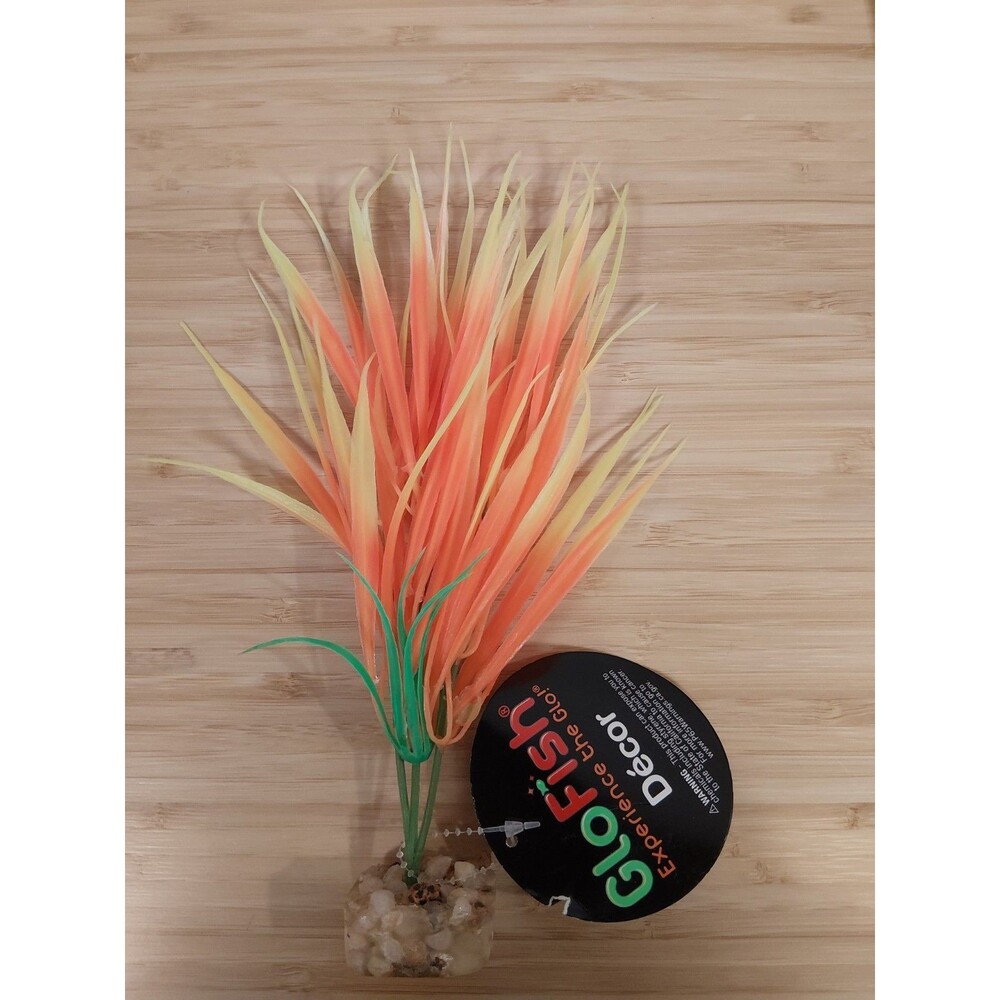 Glofish Orange Yellow Plant Fish Tank Aquarium Fluorescent Decoration